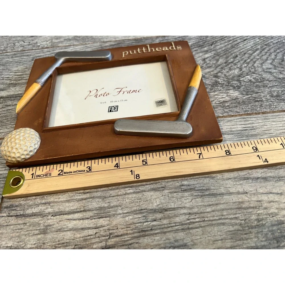 Puttheads Golfers 3D Picture Frame NWOT Figi Hand Painted‎ Golfing Photo Holder